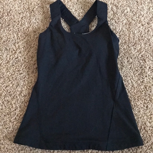 Black workout top with padded built in bra - Picture 1 of 4